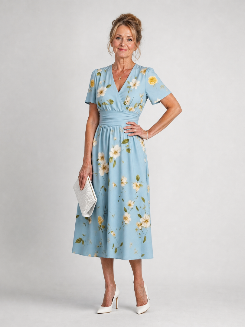 : Robe midi imprimée florale pour femmes