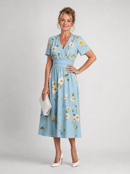 : Robe midi imprimée florale pour femmes