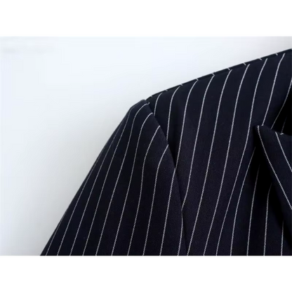 Blazer Court À Double Boutonnage Avec Rayures Pour Femme | Idéal Pour Mi-Saison