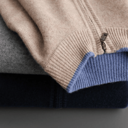 Veste Zippée avec Coupe Ajustée et Détails Côtelés pour Hommes | Idéale pour Automne et Hiver