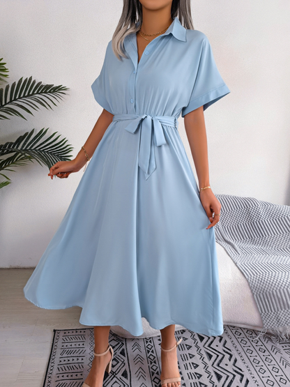 Robe Chemise Midi avec Ceinture Nouée pour Femme | Idéale pour l’Été et les Occasions Semi-Formelles