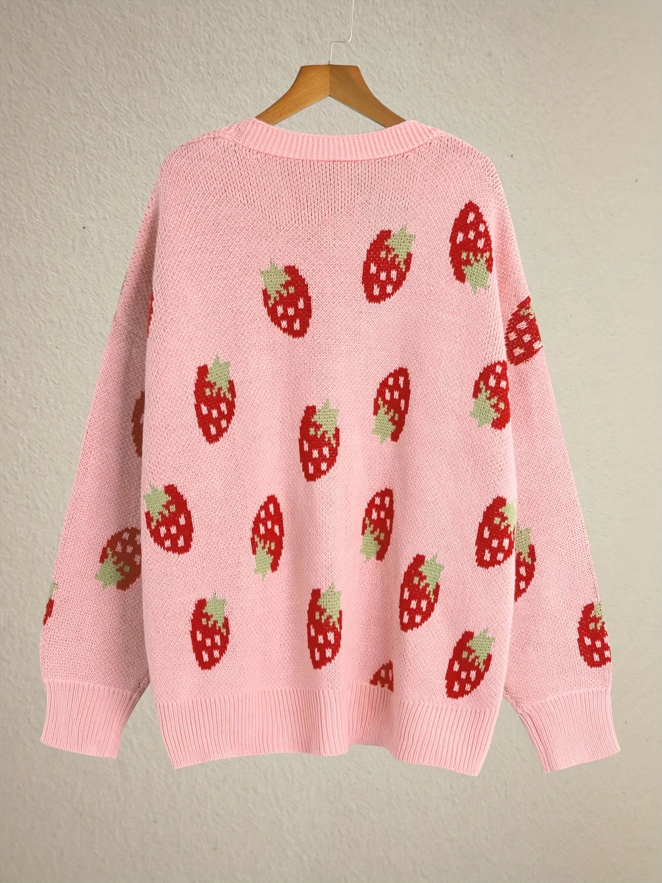 Cardigan motif fraises manches longues pour femmes