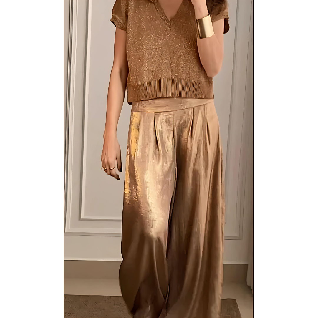 Pantalon À Taille Marquée avec Jambe Large pour Femme | Idéal pour Les Tenues Quotidiennes