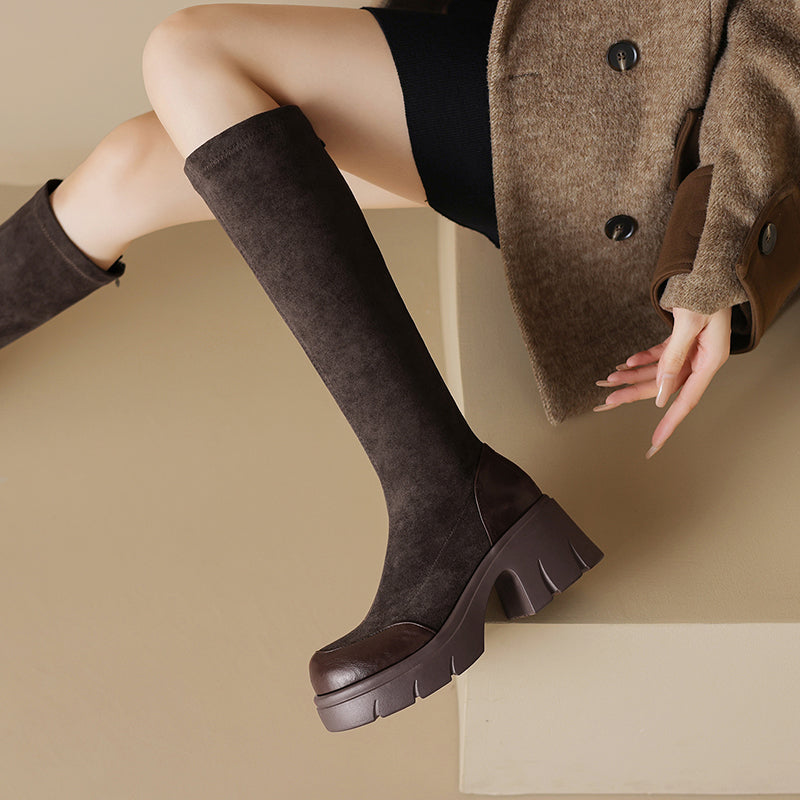 Bottes hautes à bout rapporté pour femmes