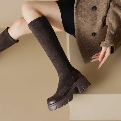 Bottes hautes à bout rapporté pour femmes
