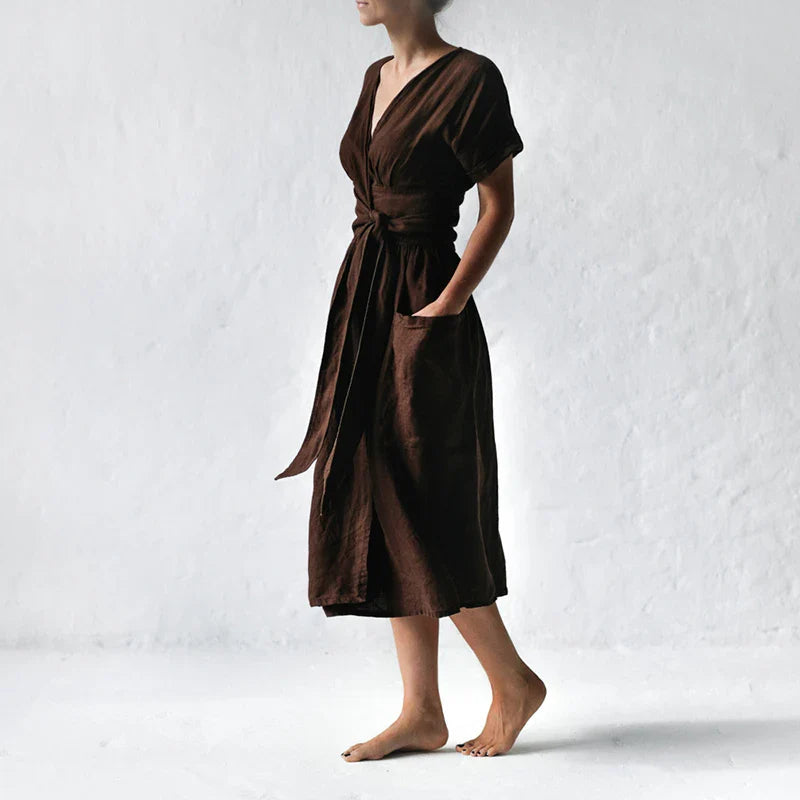 Robe Midi Portefeuille Avec Lien À Nouer Pour Femme | Idéale Pour Les Journées Décontractées
