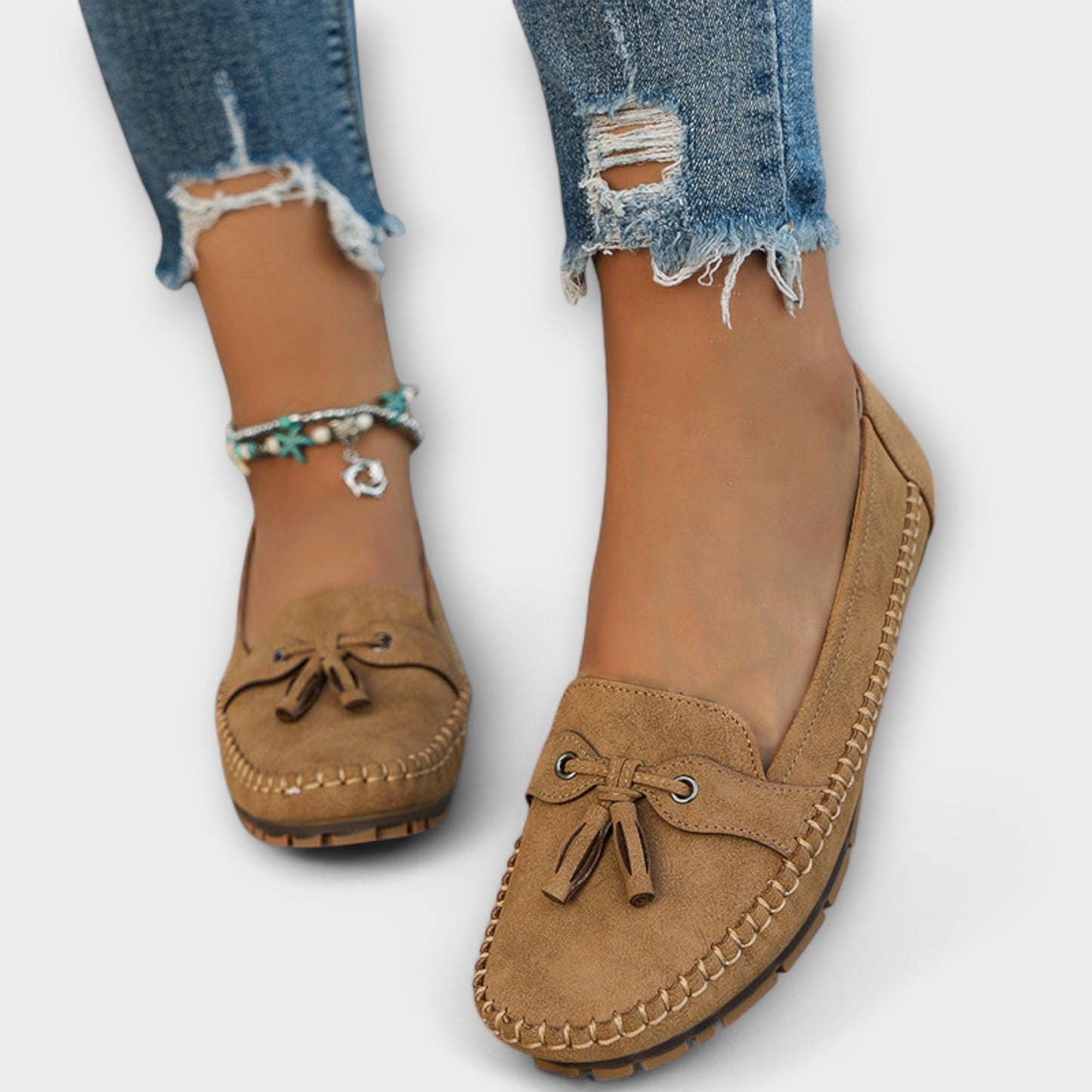 Mocassins à glands à enfiler avec semelle plate pour femmes | Idéal pour le bureau
