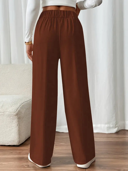 Pantalon Large À Taille Élastique Avec Poches Latérales Pour Femme | Idéal Pour Usage Quotidien