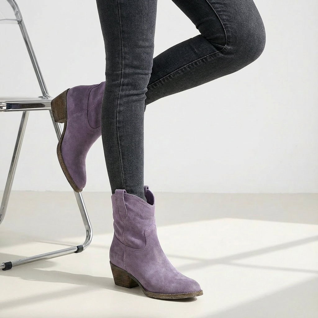 Bottines cowboy avec talon bloc pour femmes | Ideal pour l'automne et les occasions décontractées