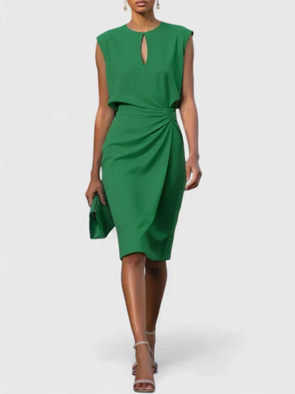 Robe Midi Sans Manches avec Détail Froncé pour Femme | Idéale pour les Événements et Sorties d’Été