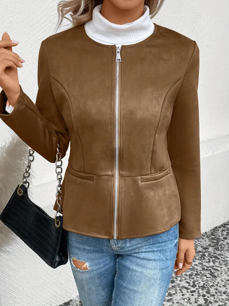 Veste Avec Fermeture Zippée Et Coupe Structurée Pour Femmes | Idéal Pour Les Saisons De Transition