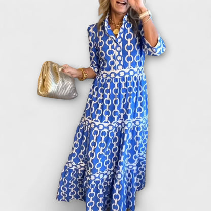 Robe Midi à Motif Chaîne pour Femme | Idéale pour Occasions Quotidiennes et Semi-Formelles
