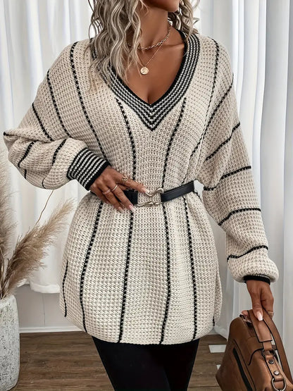 Pull À Rayures Avec Col En V Pour Femme | Idéal Pour Un Usage Quotidien