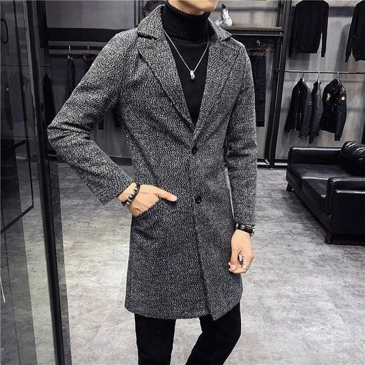 Manteau Long avec Fermeture Boutonnée pour Homme | Idéal pour L’Automne Et L’Hiver