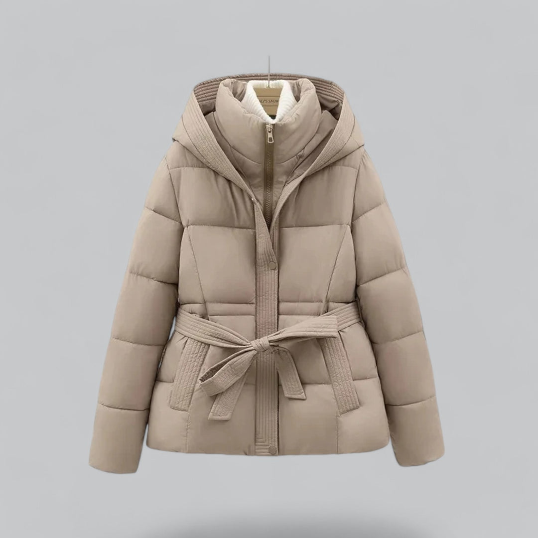 Doudoune Ceinturée avec Capuche et Coupe Courte pour Femme | Idéale par Temps Froid