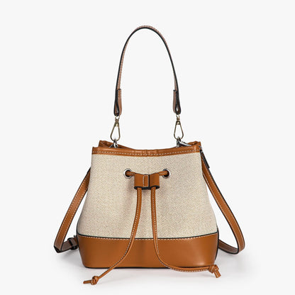 Sac Seau Bicolore Avec Cordon De Serrage Et Bandoulière Ajustable Pour Femme | Idéal Pour Usage Quotidien