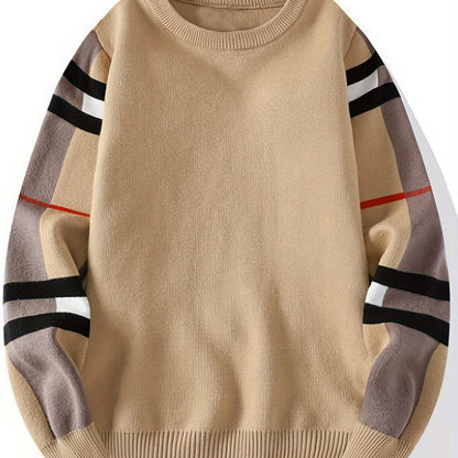 Pull À Manches Longues Avec Motif Rayé Sur Les Manches Pour Hommes | Idéal Pour Un Usage Quotidien