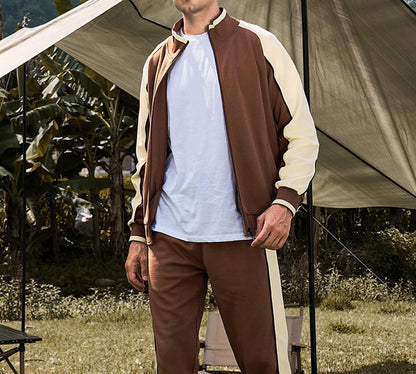 Ensemble Deux Pièces avec Veste Zippée et Pantalon Colorblock pour Homme | Idéal pour Un Usage Quotidien