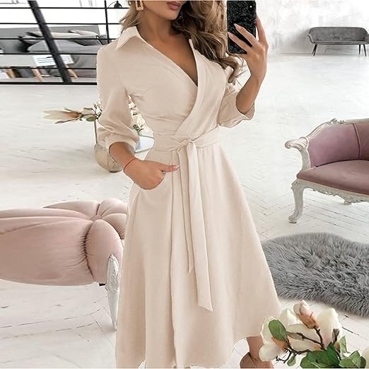 Robe Chemise À Taille Ample Avec Manches Longues Pour Femme | Idéale Pour Un Usage Quotidien