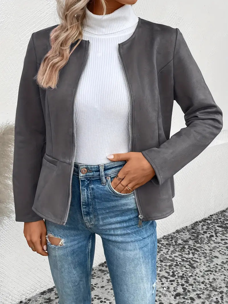 Veste Avec Fermeture Zippée Et Coupe Structurée Pour Femmes | Idéal Pour Les Saisons De Transition