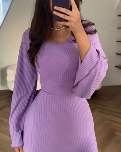 Robe Longue En Maille Avec Manches Longues Et Taille Cintrée Pour Femmes | Adaptée Aux Tenues Quotidiennes