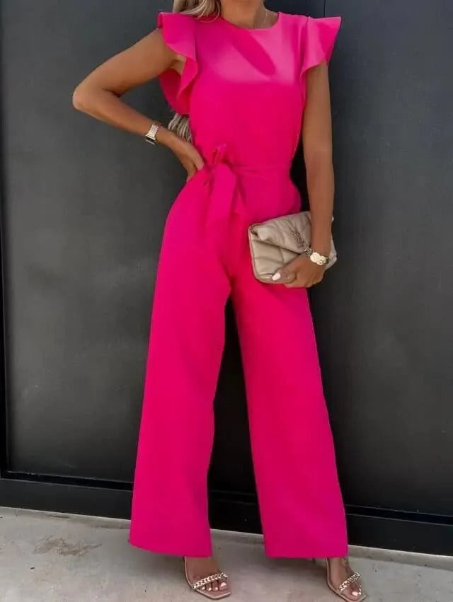 Combinaison avec manches papillon et jambes larges pour femmes | Idéale pour les occasions formelles ou décontractées