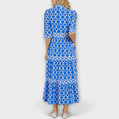 Robe Midi à Motif Chaîne pour Femme | Idéale pour Occasions Quotidiennes et Semi-Formelles