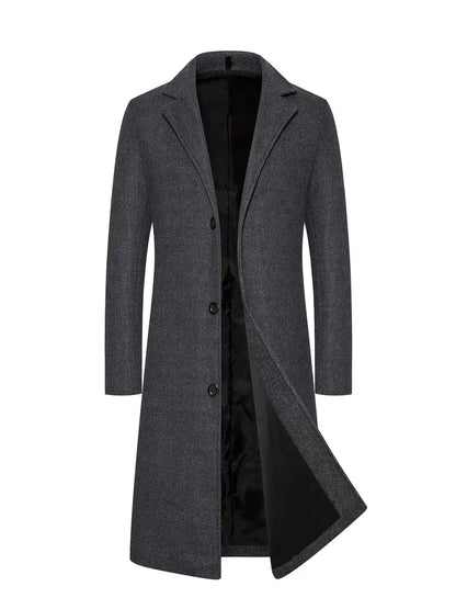 Manteau Long Avec Col Cranté Pour Homme | Idéal Pour Saisons Froides Et Intermédiaires
