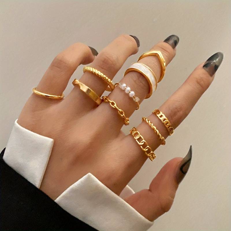 Lot de bagues à motifs pour femmes