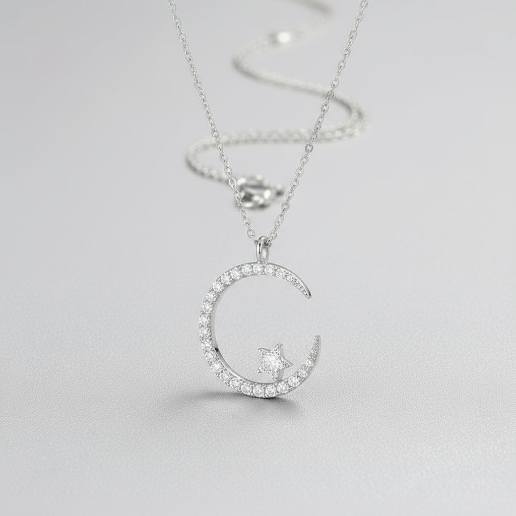 Collier avec Pendentif Lune Et Étoile pour Femme | Idéal pour Les Occasions Spéciales