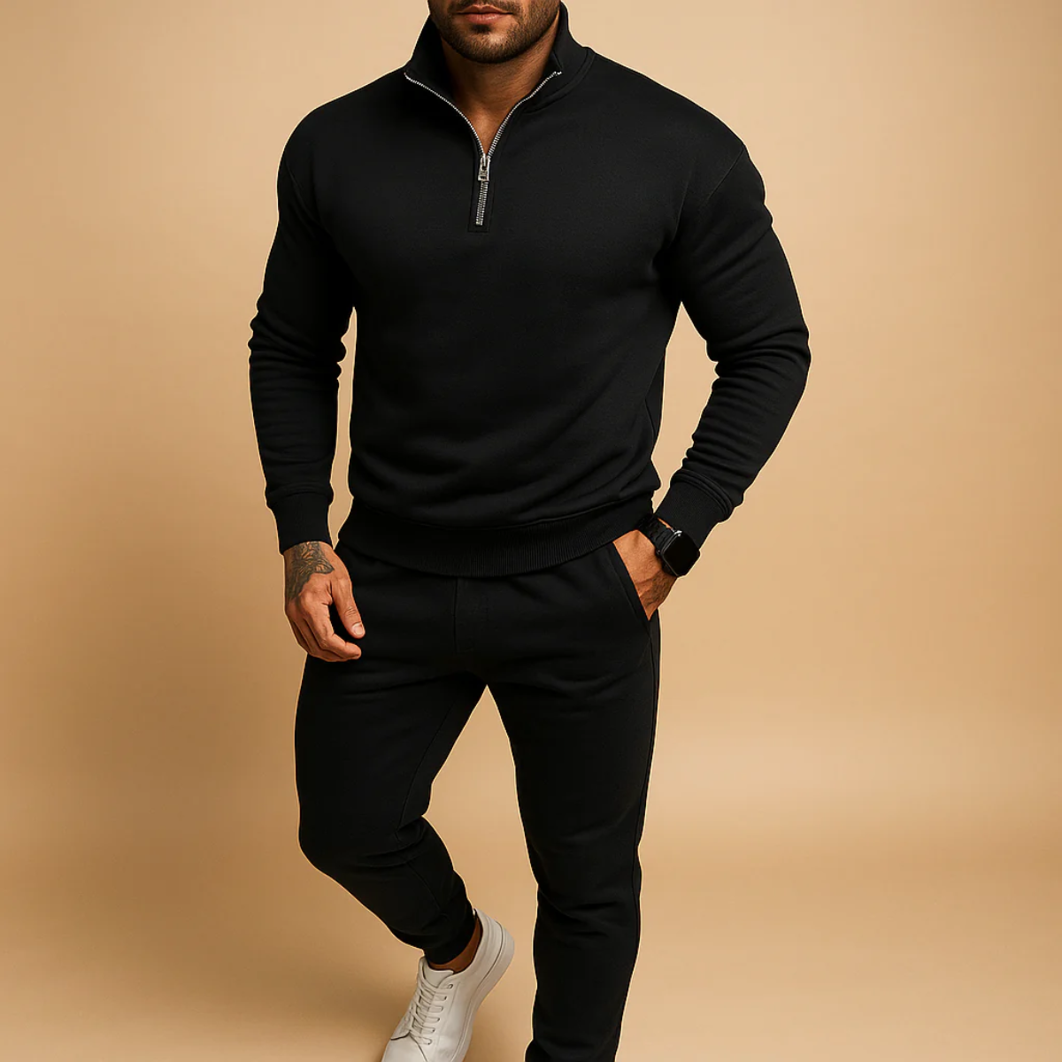 Ensemble Loungewear avec Hoodie Demi‑Zip pour Homme | Idéal pour les Moments de Détente au Quotidien