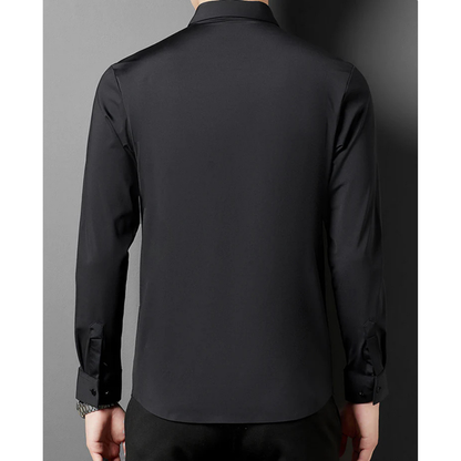 Chemise Unie À Manches Longues Avec Coupe Ajustée Pour Hommes | Idéale Pour Le Cadre Professionnel