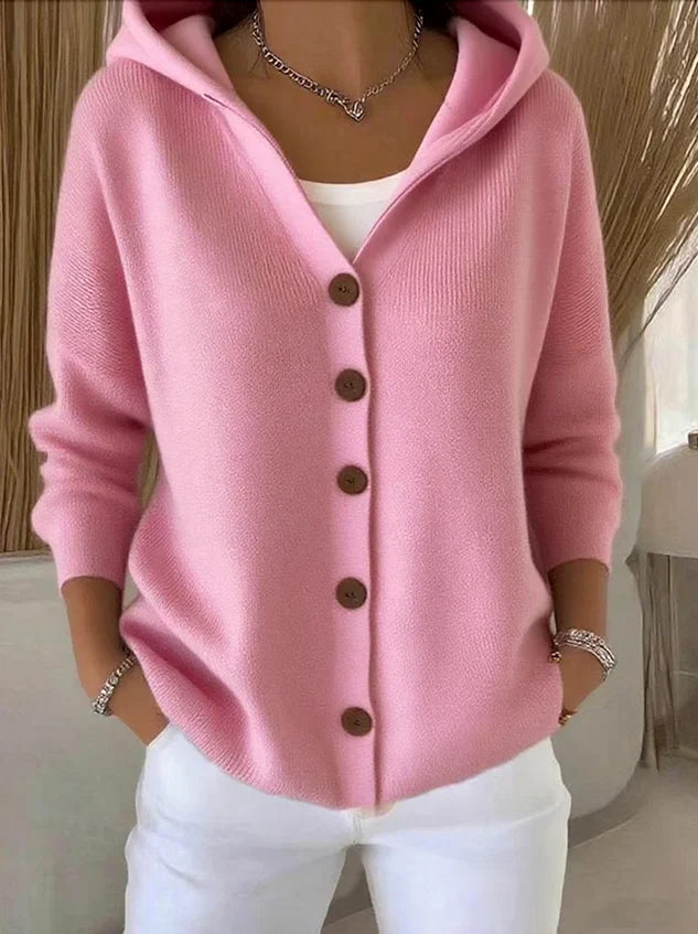 Gilet En Maille Avec Capuche Et Fermeture À Boutons Pour Femme | Idéal Pour La Mi-Saison