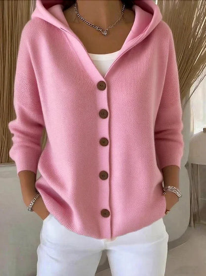 Gilet En Maille Avec Capuche Et Fermeture À Boutons Pour Femme | Idéal Pour La Mi-Saison