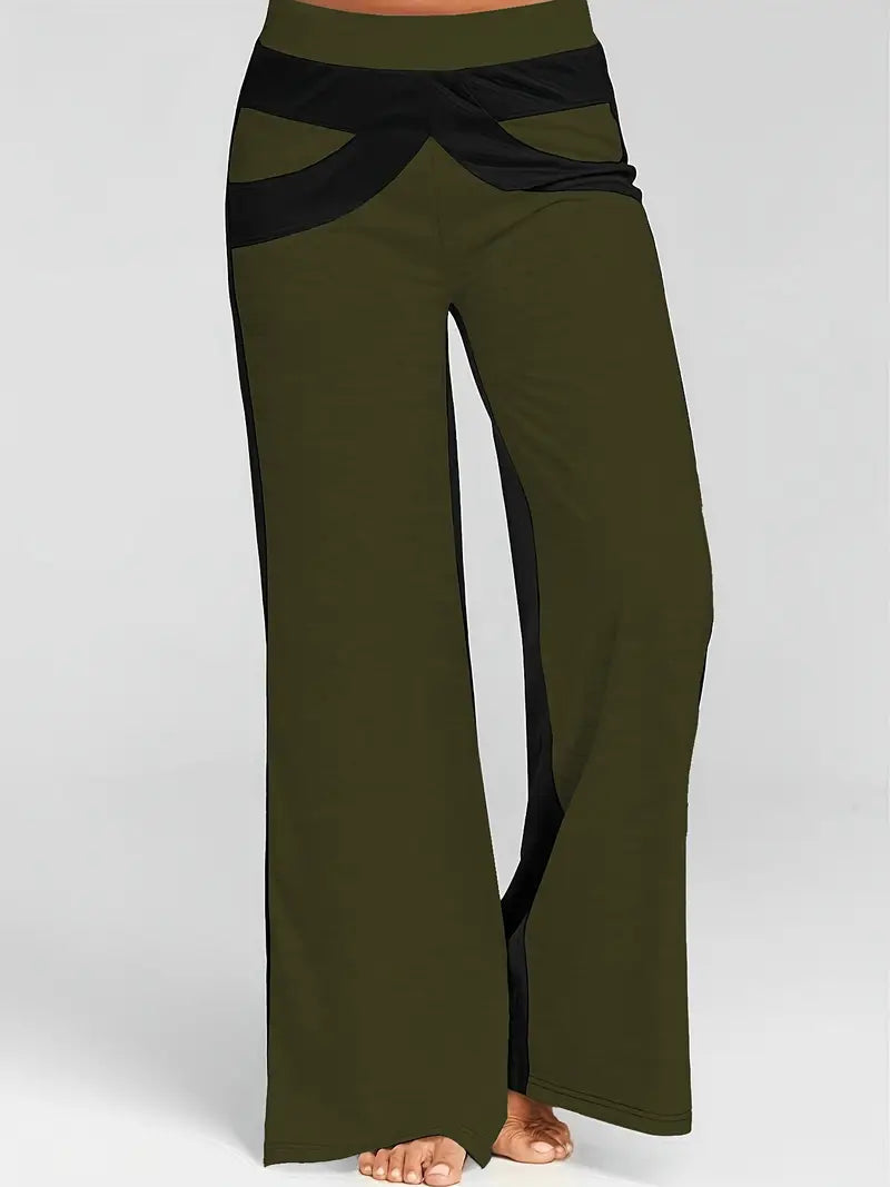 Pantalon Large Color Block Taille Haute pour Femme | Idéal pour le Printemps et l'Été