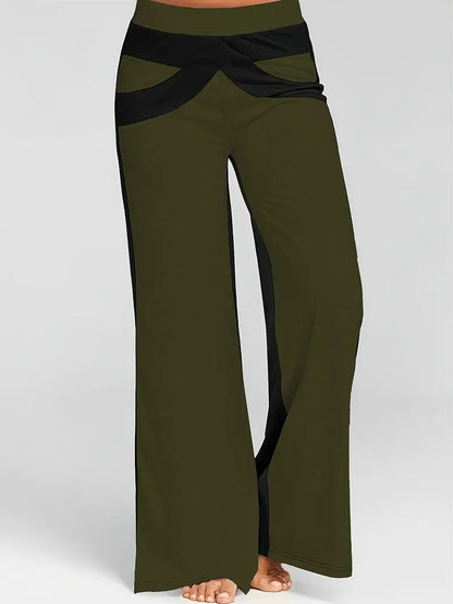 Pantalon Large Color Block Taille Haute pour Femme | Idéal pour le Printemps et l'Été