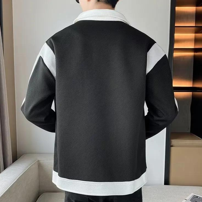 Veste Patchwork avec Col Classique et Fermeture à Pression pour Homme | Idéale pour un Usage Quotidien et Décontracté