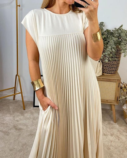 Robe Plissée Sans Manches Avec Poches Pour Femme | Idéale Pour le Printemps et l'Été