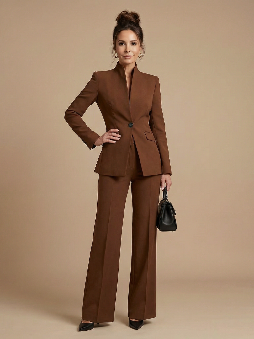 Ensemble tailleur à col montant pour femmes