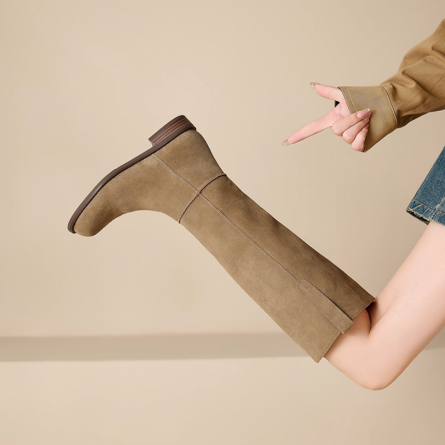 Bottes hautes à talon bas pour femmes