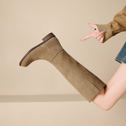 Bottes hautes à talon bas pour femmes