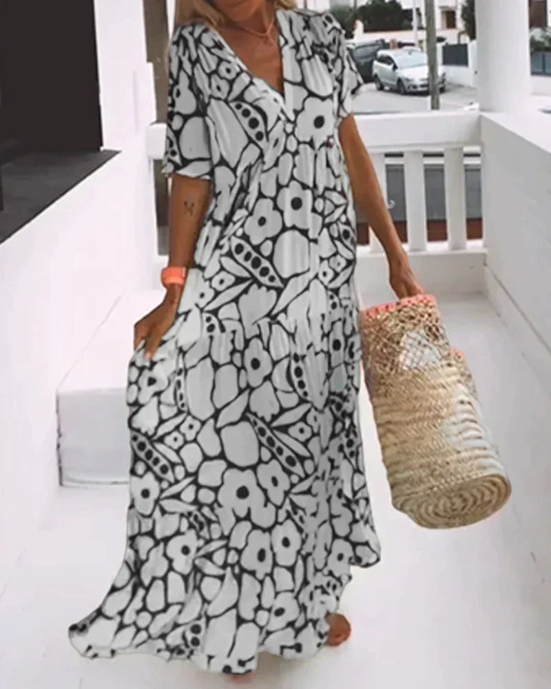 Robe Fluide À Manches Courtes Pour Femme | Idéale Pour Les Journées Chaudes Et Les Sorties Décontractées