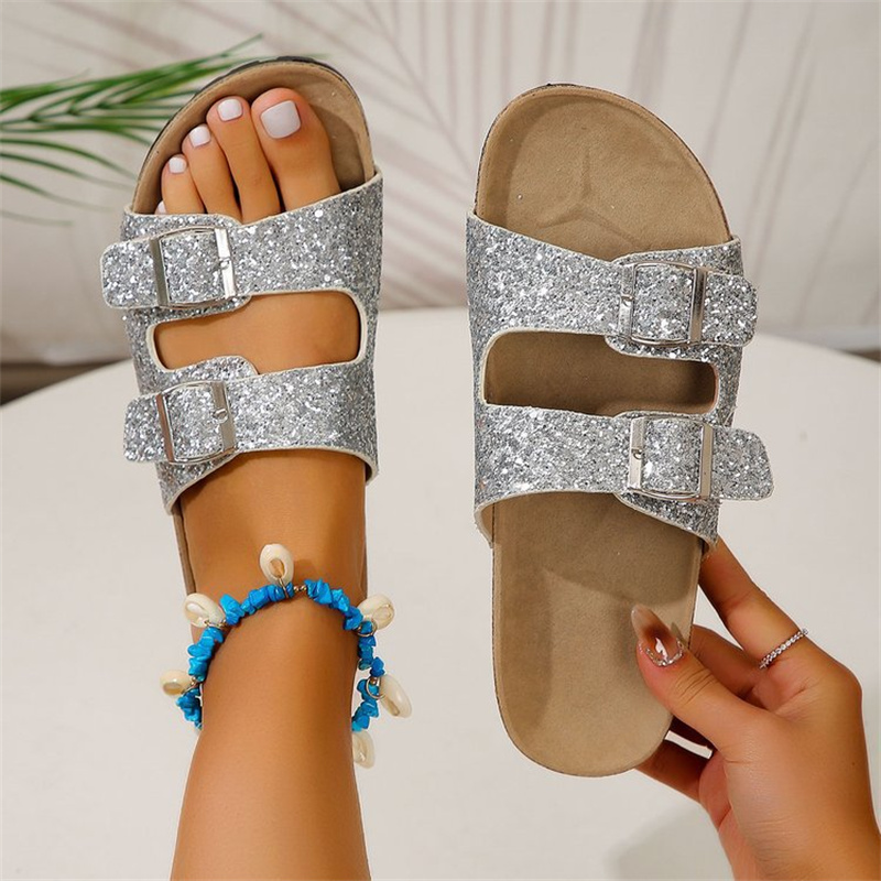 Sandales À Paillettes Avec Bride Ajustable Pour Femmes | Idéales Pour Les Occasions Et Le Quotidien