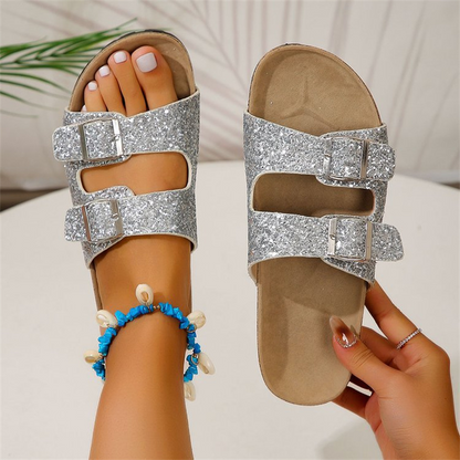 Sandales À Paillettes Avec Bride Ajustable Pour Femmes | Idéales Pour Les Occasions Et Le Quotidien