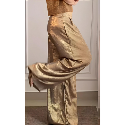 Pantalon À Taille Marquée avec Jambe Large pour Femme | Idéal pour Les Tenues Quotidiennes