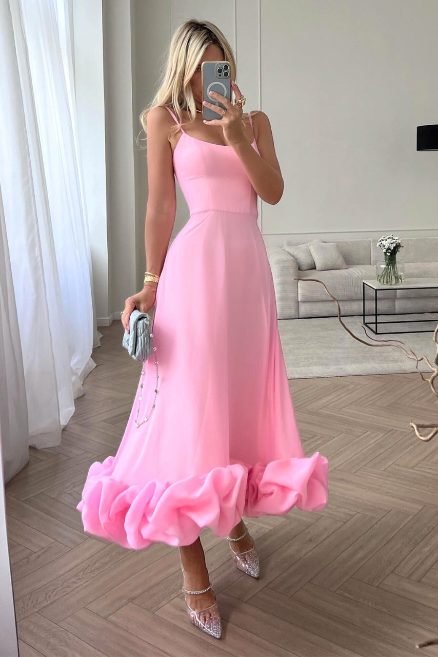 Robe Midi à Ourlet Volanté pour Femme avec Coupe Fluide pour Été | Idéale pour Usage Quotidien et Activités Estivales