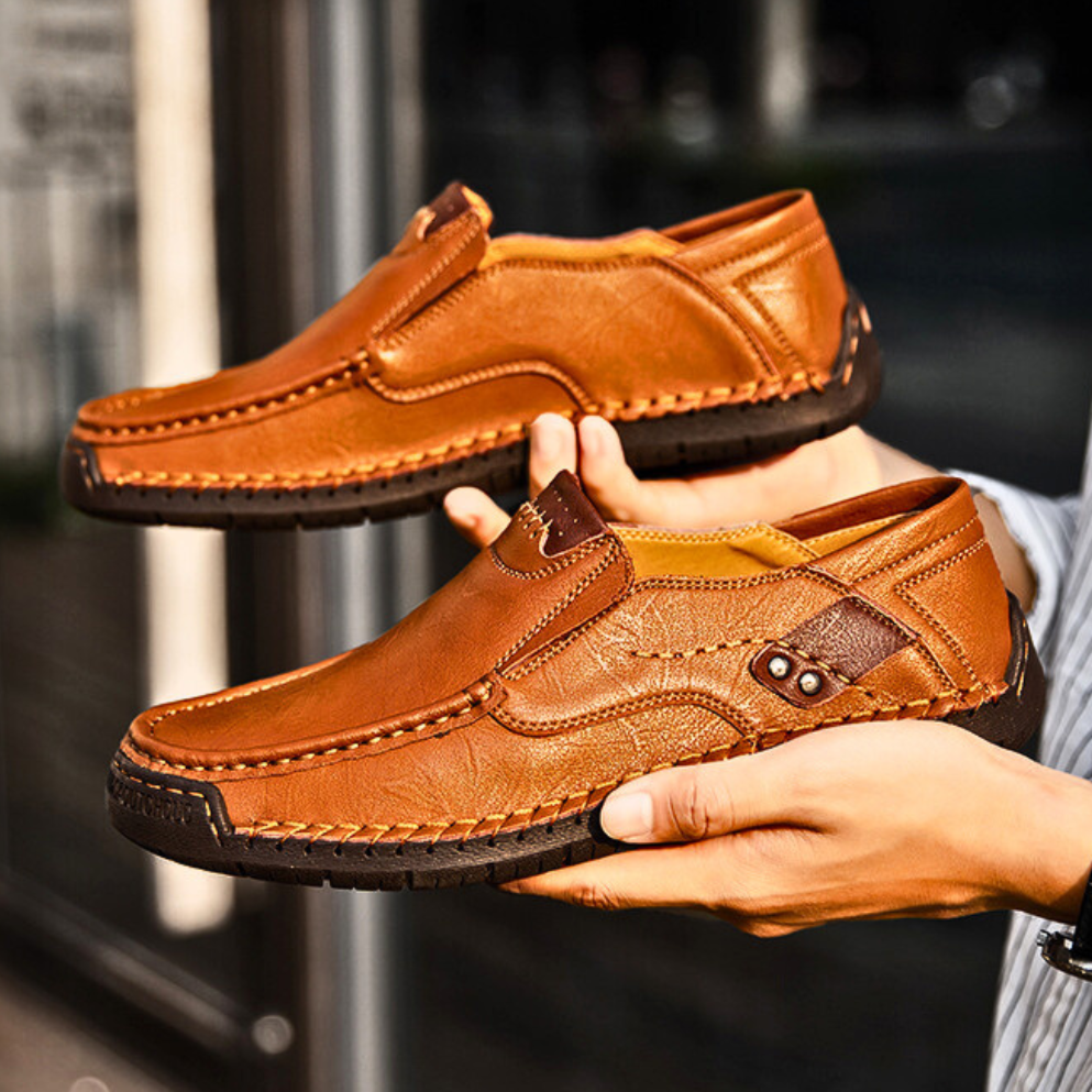 Mocassin sans lacets à coutures apparentes pour hommes | Idéal pour les sorties en journée