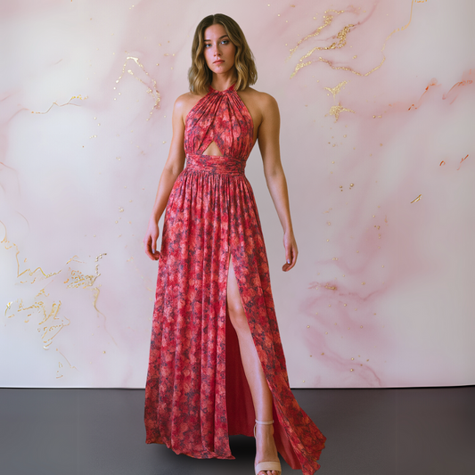 Robe Maxi Fleurie Avec Dos Ouvert Et Coupe Fluide Pour Femme | Idéale Pour L'Été