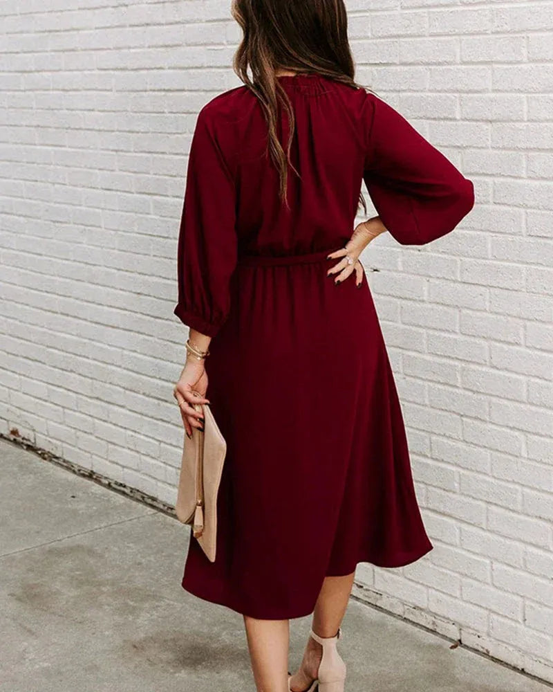 Robe Midi avec Ceinture pour Femme | Idéale pour le Bureau et les Événements Formels