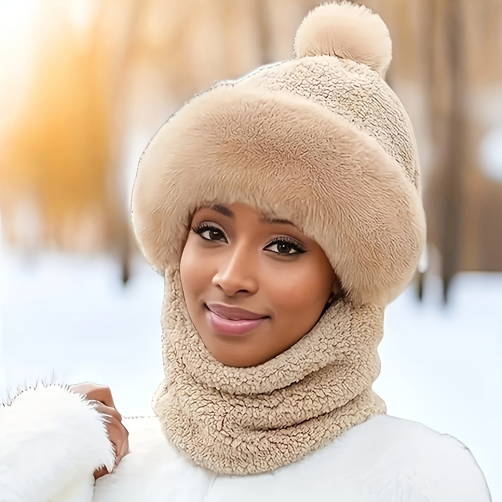 Ensemble Bonnet avec Pompon Et Écharpe Assortie pour Adultes | Idéal pour L’Hiver